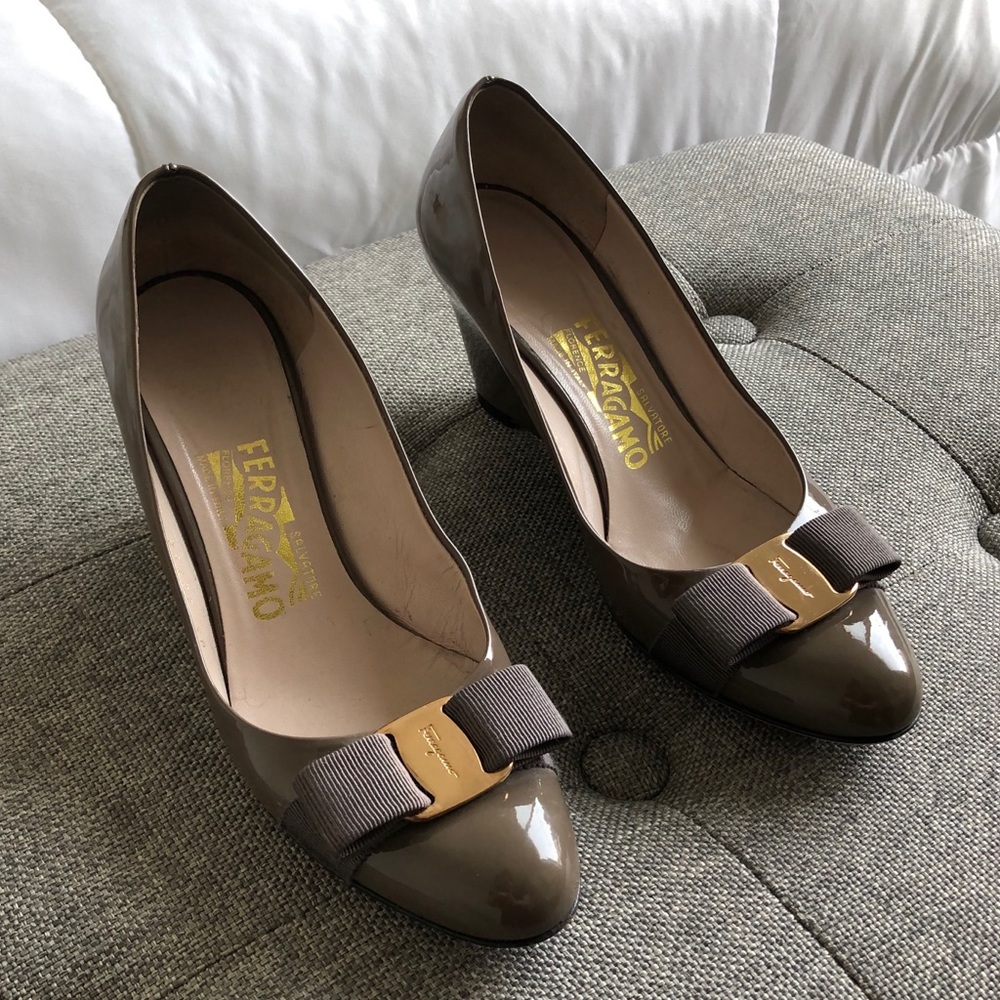 Salvatore Ferragamo Patent Wedge Heels